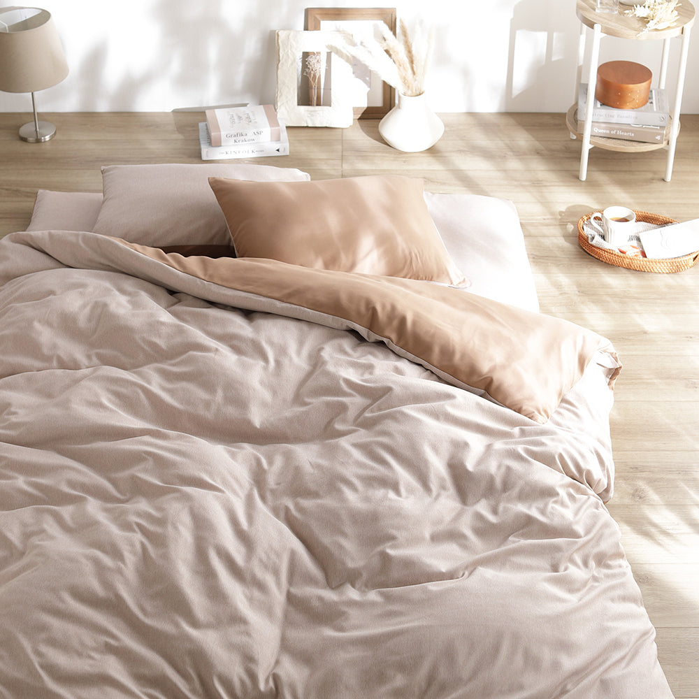 なめらかピーチスキン速乾 敷き布団用カバー 4点セット ダブル モカ