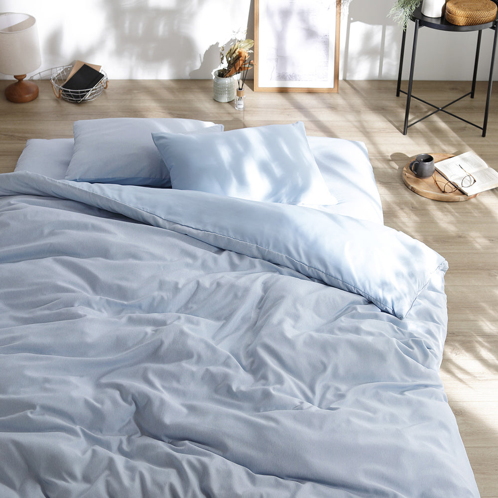 なめらかピーチスキン速乾 敷き布団用カバー 4点セット ダブル ライトインディゴ