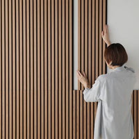 吸音 ウッドウォールパネル 天然木(突板)壁面DIY ライトブラウン×ブラック 幅120cm 4枚セット