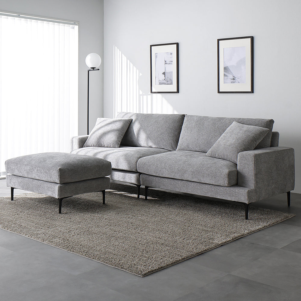 デザインソファ 『Wistiq ウィスティック』 4人掛けソファ+オットマン グレー