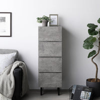 脚付きチェスト 『Stova ストーヴァ』 異素材MIX 大容量 スリム4段 幅40cm ストーングレー
