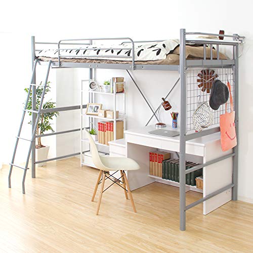 ロフトベッド 頑丈 シルバー グレー