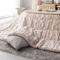 もこもこニット柄 こたつ掛け布団 単品 楕円形 210×170cm アイボリー