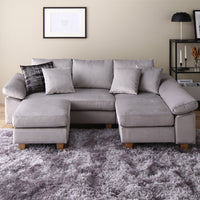 カウチソファ(脚付き 木脚12cm) 『ALMA アルマ』 ファブリックタイプ グレー