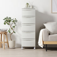 シンプルデザインチェスト プラスチック製 日本製 スリムタイプ 5段 ミルクティーベージュ