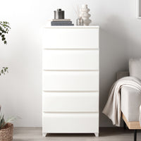 ホコリが入りにくいチェスト プラスチック製 日本製 ワイド・5段 アイボリー