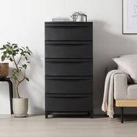 シンプルデザインチェスト プラスチック製 日本製 ワイドタイプ 5段 ダークグレー