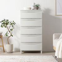 シンプルデザインチェスト プラスチック製 日本製 ワイドタイプ 5段 ミルクティーベージュ