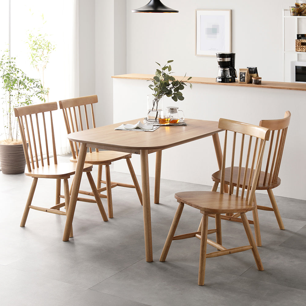 天然木 ウィンザーチェアダイニング5点セット 長方形120×75cm・ナチュラル