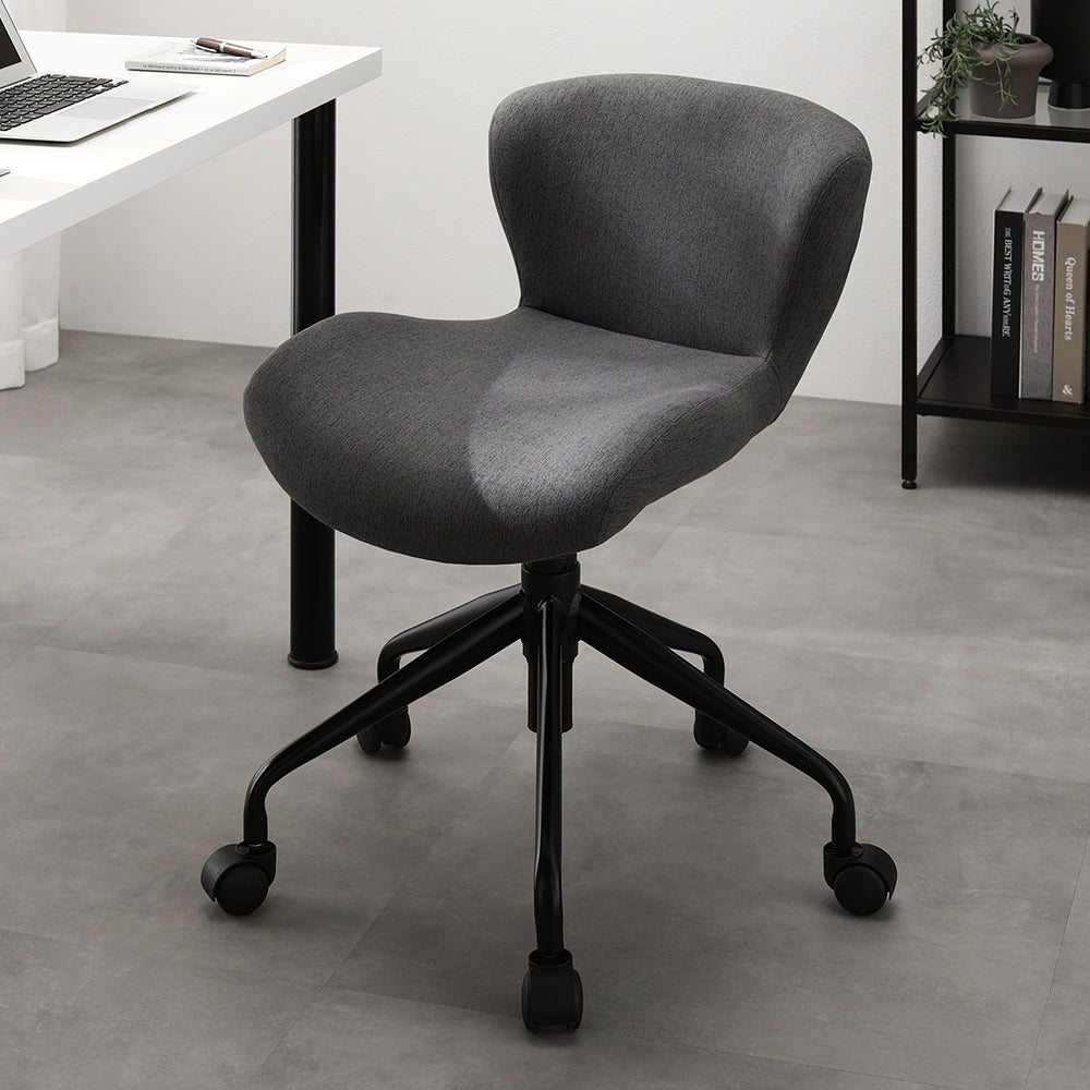 デスクチェア 『Luona ルオナ』 チャコールグレー(ブラック脚) プレーン生地