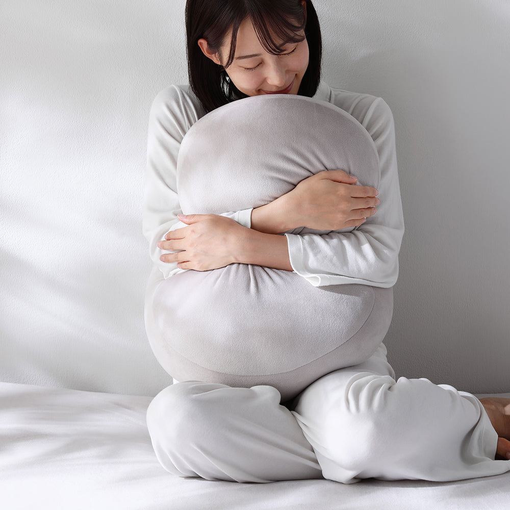 もっちり丸クッション 単品 暖かベロア『Velmoa ベルモア』ライトグレー