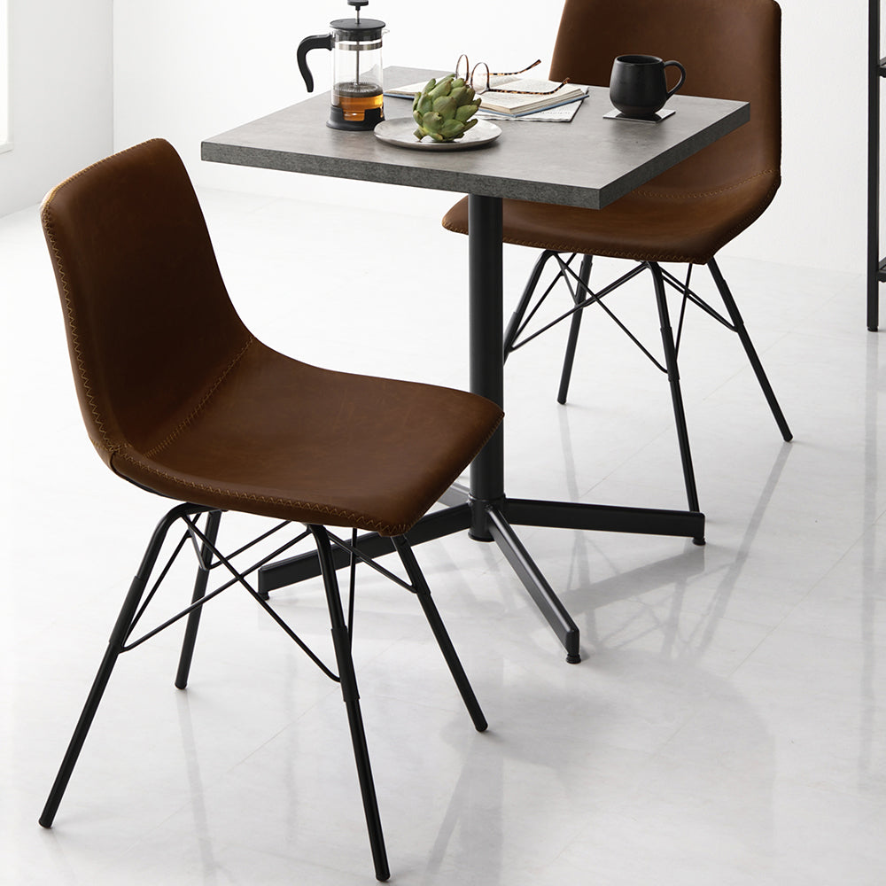 3点セット【テーブル(ナチュラル)+レギュラータイプ チェア2脚(ブラウン)】