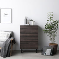 脚付きチェスト 『Stova ストーヴァ』 異素材MIX 大容量 ワイド3段 幅60cm ブラウン