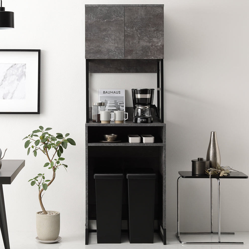 異素材MIX キッチンボード ゴミ箱収納 『Liora リオラ』 60cm幅 ストーングレー