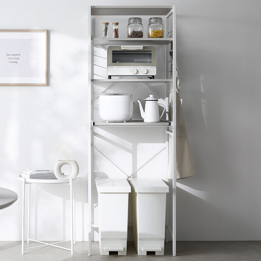 レンジラック ゴミ箱上収納タイプ 『Kitte キッテ』 幅60cm 木目調グレージュ×ホワイト