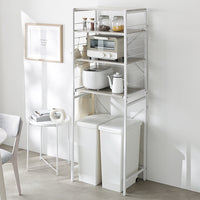 レンジラック ゴミ箱上収納タイプ 『Kitte キッテ』 幅60cm 木目調グレージュ×ホワイト