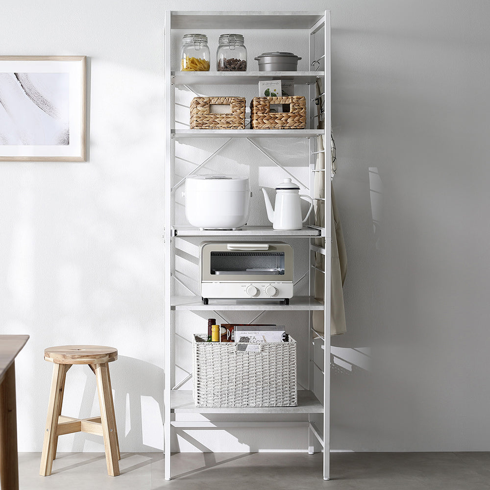 レンジラック シェルフタイプ 『Kitte キッテ』 幅60cm ストーン調スノーホワイト×ホワイト