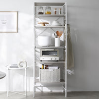 レンジラック シェルフタイプ 『Kitte キッテ』 幅60cm 木目調グレージュ×ホワイト