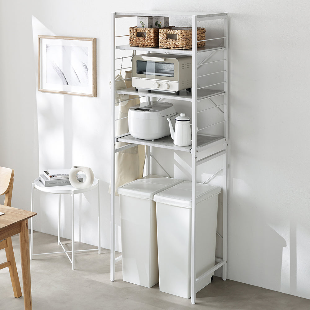 レンジラック ゴミ箱上収納タイプ 『Kitte キッテ』 幅60cm ストーン調スノーホワイト×ホワイト