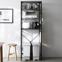 レンジラック ゴミ箱上収納タイプ 『Kitte キッテ』 幅60cm ストーン調ルナグレー×ブラック