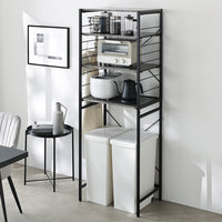 レンジラック ゴミ箱上収納タイプ 『Kitte キッテ』 幅60cm ストーン調ルナグレー×ブラック