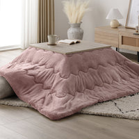 折りたたみ式 こたつ 2点セット (テーブル+掛け布団) 正方形(約60×60cm) グレージュ/ウォールナット・ピンク