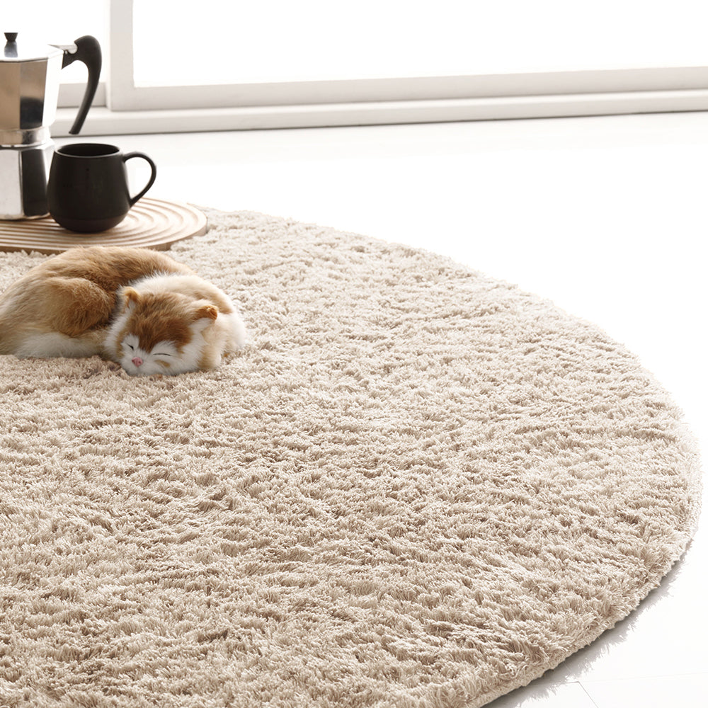 洗えて清潔!さらふわ触感ラグ・楕円形/円形・アイボリー