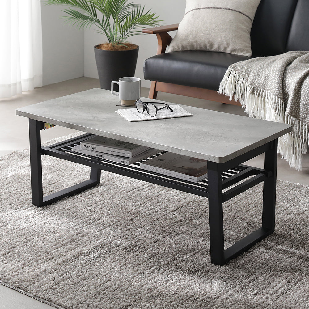 アウトレット・訳あり】折りたたみローテーブル（棚付き）『TILKA