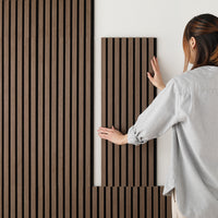 吸音 ウッドスタイル ウォールパネル 天然木(突板)壁面DIY ダークブラウン 6枚セット