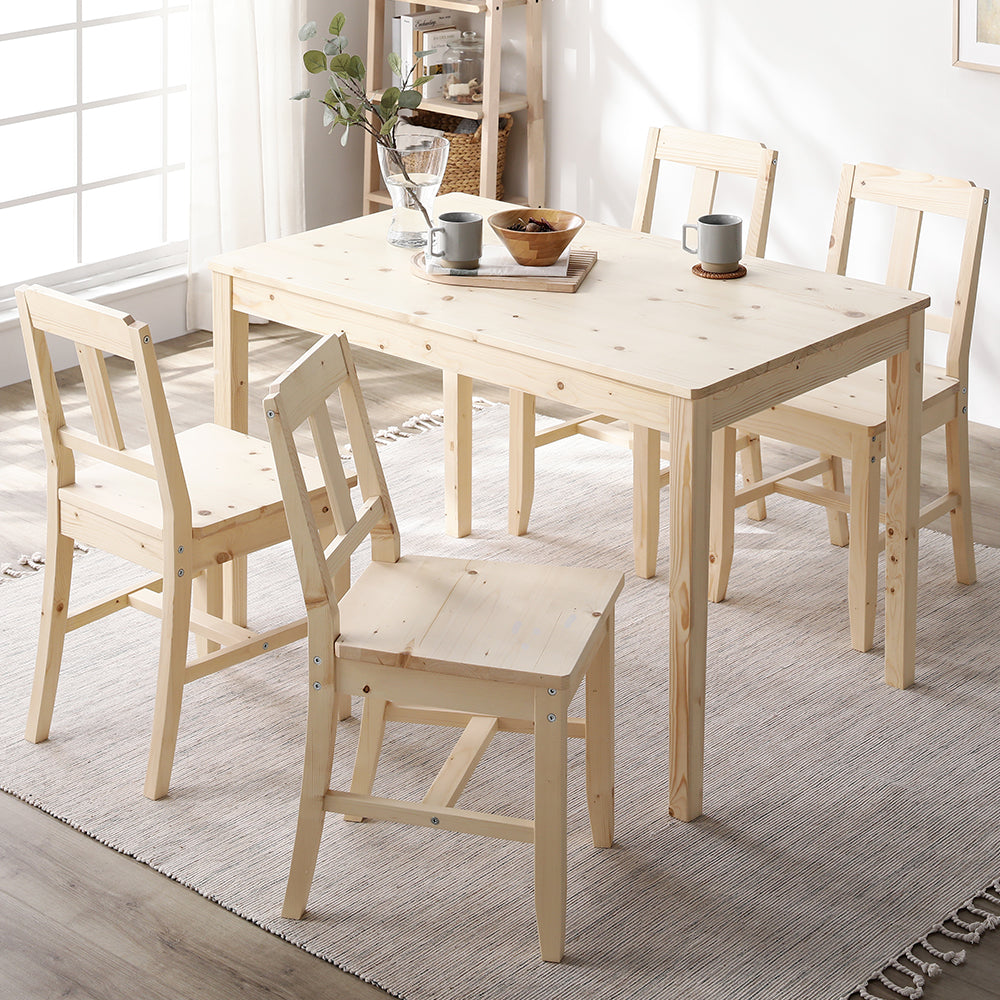 パイン材を使用したぬくもりあるダイニングセット・ダイニングテーブル幅115cm+チェア4脚・ナチュラル