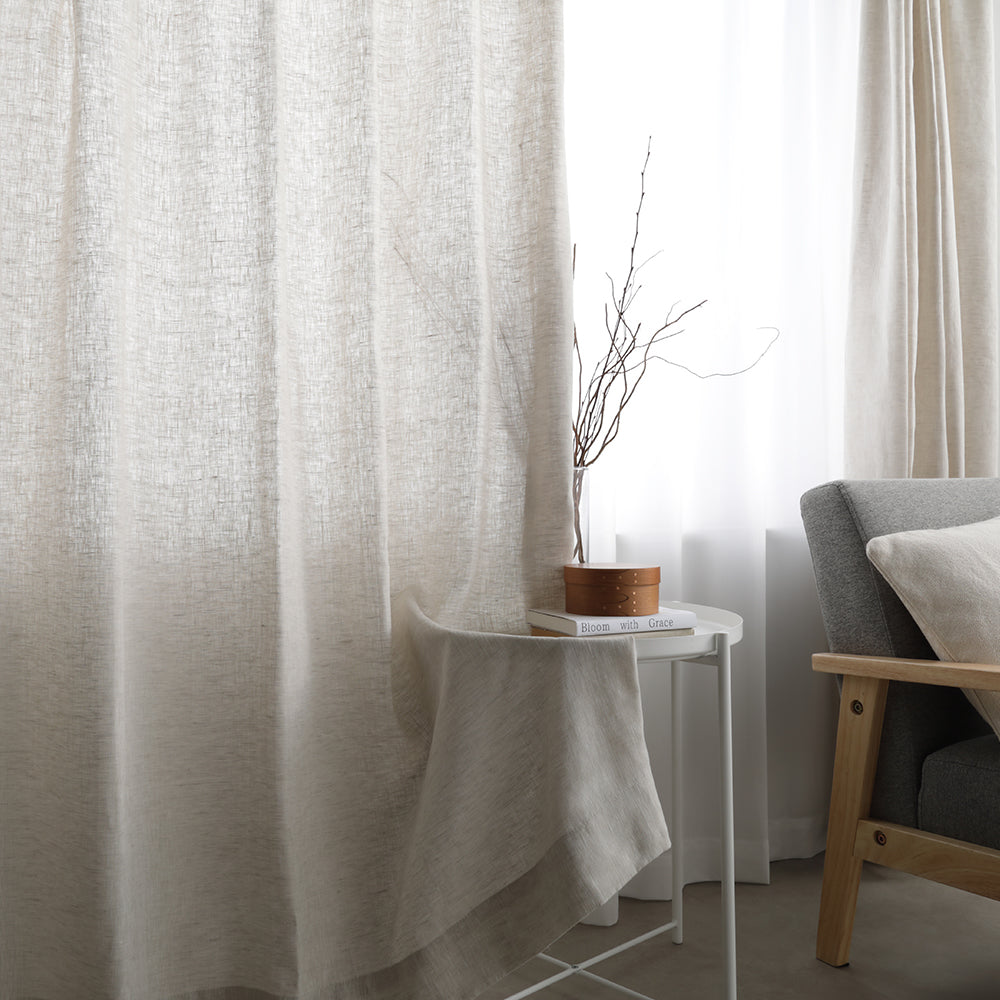 【日本製】天然素材 上質リネン100%カーテン ナチュラル