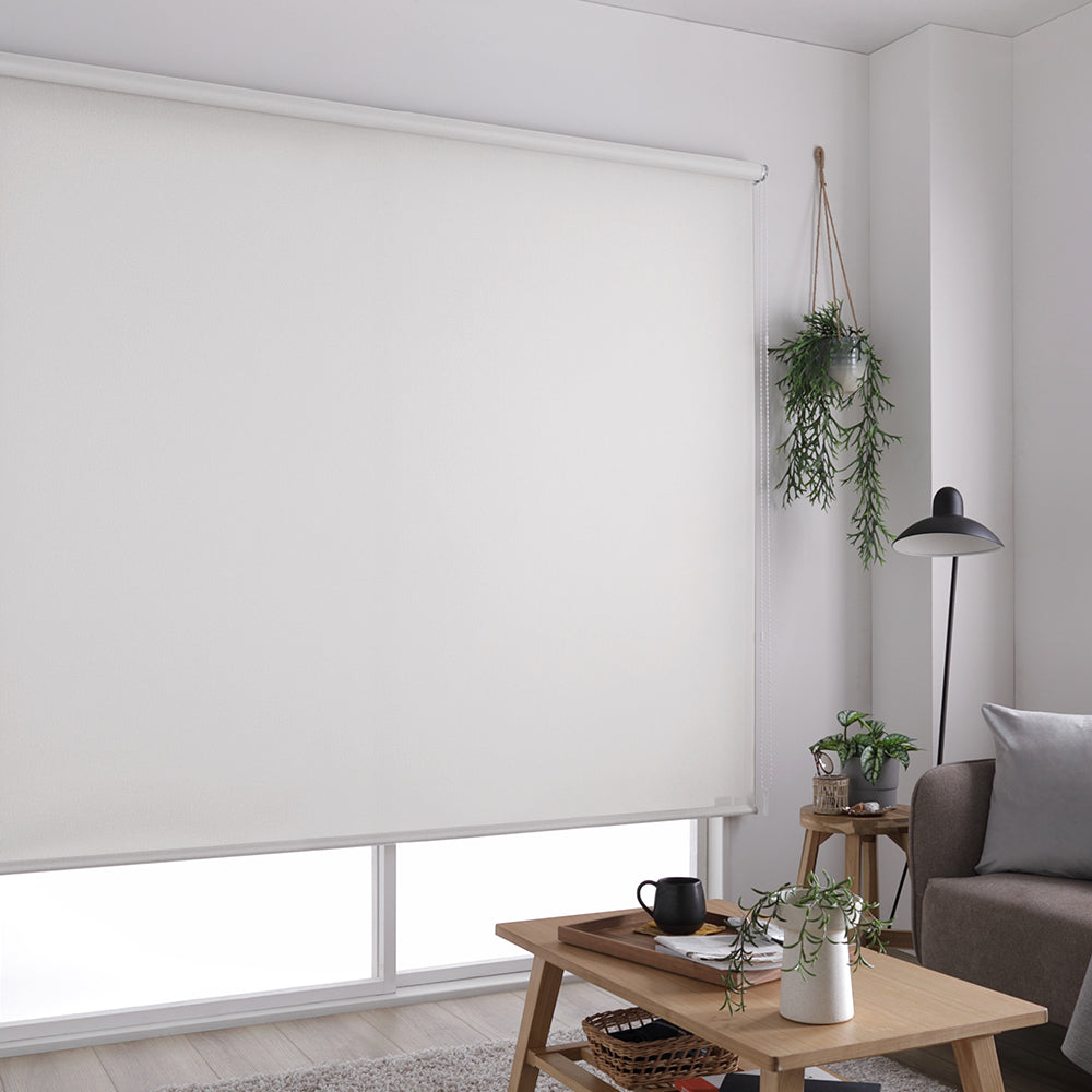 日本製 洗える 防炎 織生地 ロールスクリーン 幅50cm(カーテンレール可)右操作・ミディアムグレー