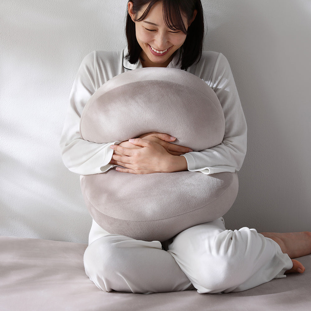 もっちり丸クッション 単品 暖かベロア『Velmoa ベルモア』モカグレージュ