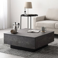 引き出し付き センターテーブル 『Solwyn ソルウィン』 正方形 70×70cm ストーングレー