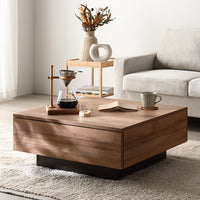 引き出し付き センターテーブル 『Solwyn ソルウィン』 正方形 70×70cm シャビーオーク