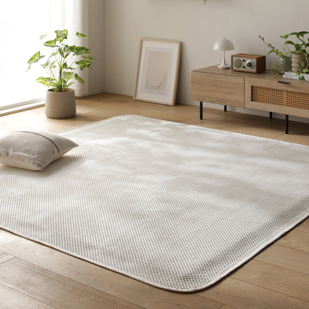 イブル風 洗えるグリッドキルト 『waffulto ワッフルト』 マルチカバー単品 アイボリー