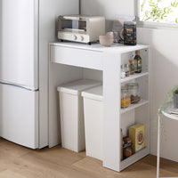 ごみ箱が収納できる キッチンカウンター 引き出し サイド収納付 幅71cm ホワイト