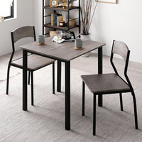 2人掛けダイニングセット(テーブル+シンプルデザインチェア)グレージュ×ブラック