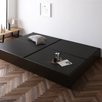 日本製 畳カラーが選べる大容量収納 畳ベッド 連結サイズ ブラウン:美草ブラック