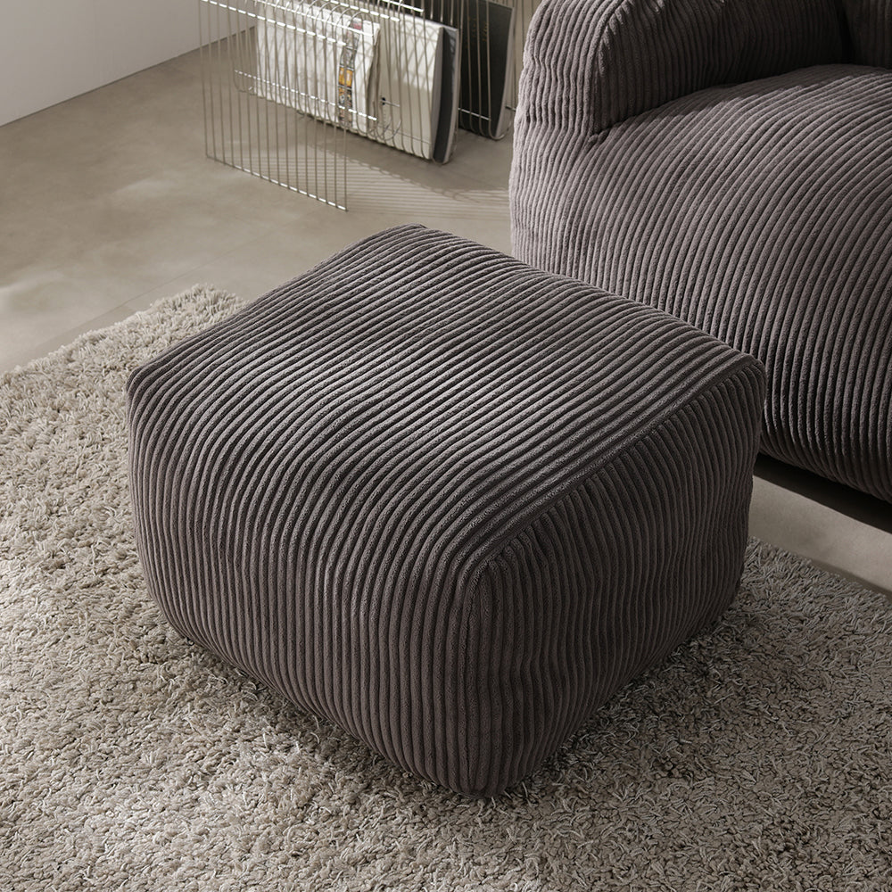 ウレタンクッションソファ 『Cloofy クルーフィ』 オットマン単品 コーデュロイ生地 チャコールグレー