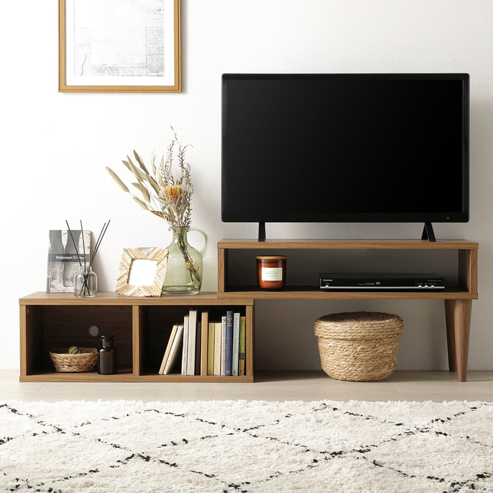 伸縮テレビボード オープンタイプ 『Aureva オーレヴァ』 75~133cm幅 ブラウン