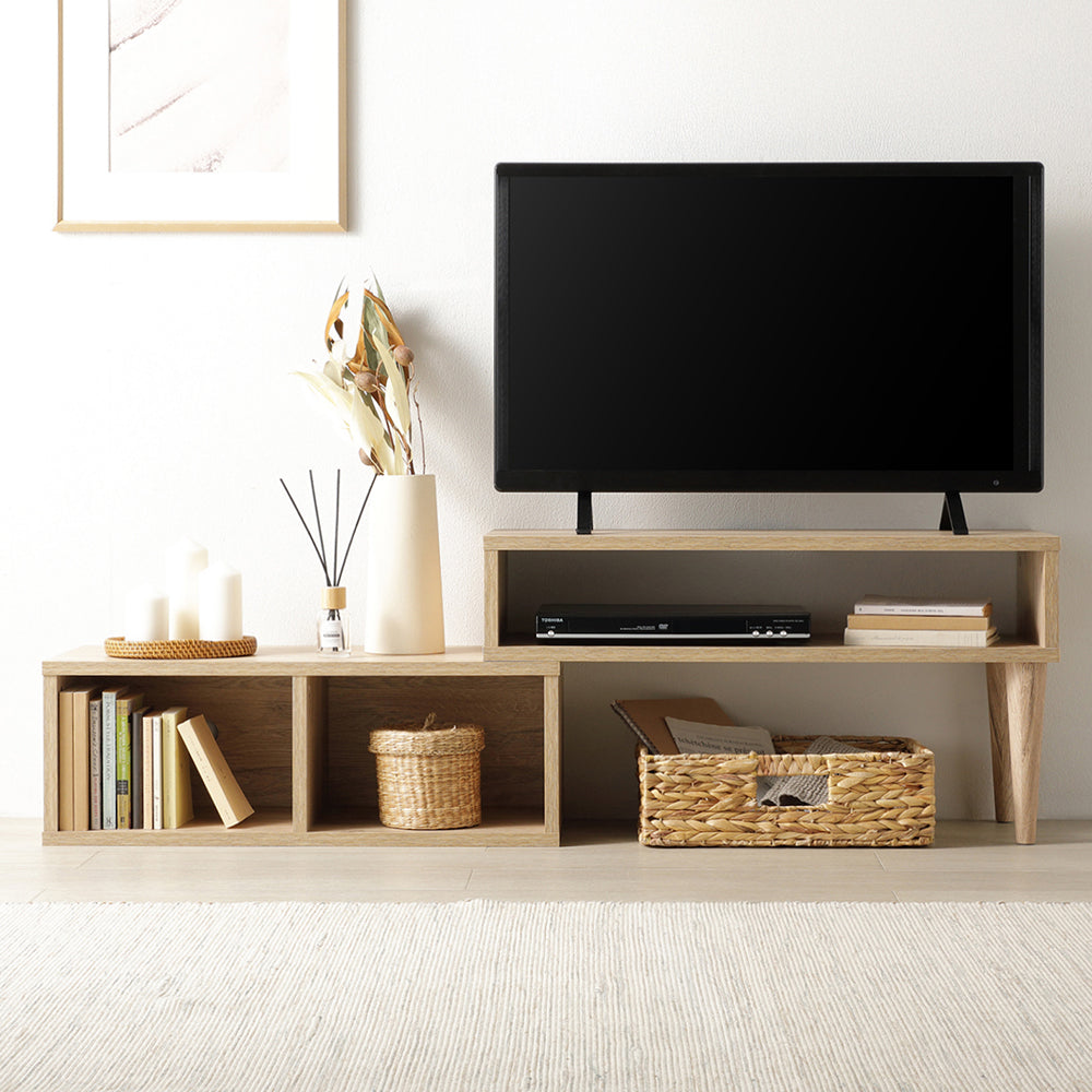 伸縮テレビボード オープンタイプ 『Aureva オーレヴァ』 75~133cm幅 ナチュラル