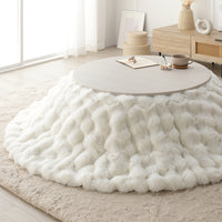 シンプルこたつローテーブル×ポコポコ布団 円形 2点セット(こたつテーブル:85cm + こたつ掛け布団:直径190cm) ホワイトウォッシュ/ホワイト