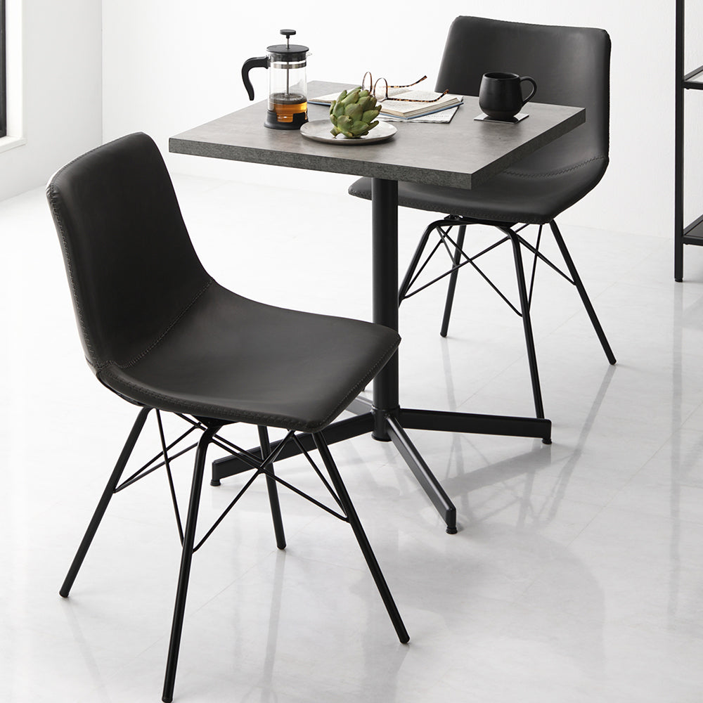 3点セット【テーブル(ストーングレー)+回転タイプ チェア2脚(ダークグレー)】