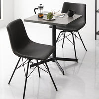 2人掛けダイニング3点セット(幅60cmテーブル/ストーングレー+回転タイプチェア2点/ダークグレー)