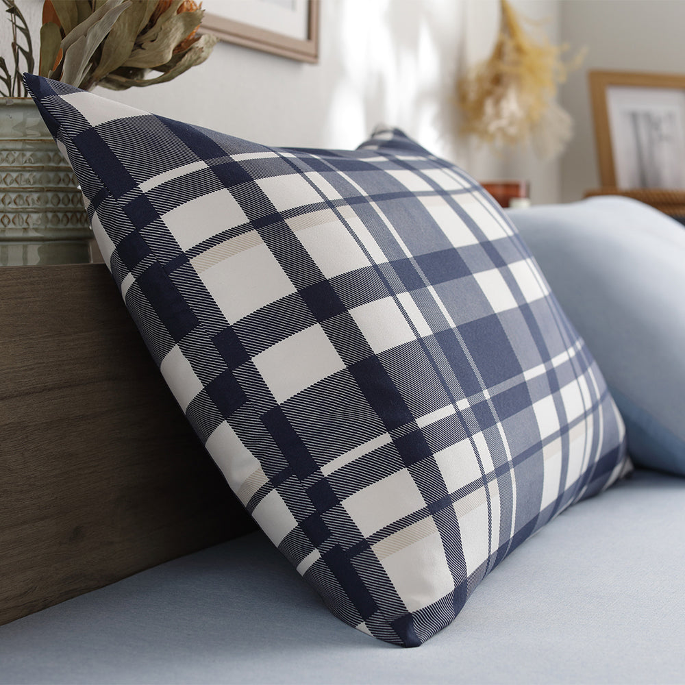 なめらかピーチスキン速乾 枕カバー 単品 インディゴチェック