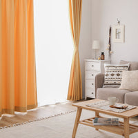 洗える遮光カーテン 4枚セット(ドレープ2枚・レース2枚) 幅100cm イエロー