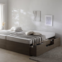 引き出し4杯大容量ベッド ヘッドレスタイプ『Slekt スレクト』連結サイズ グレージュ