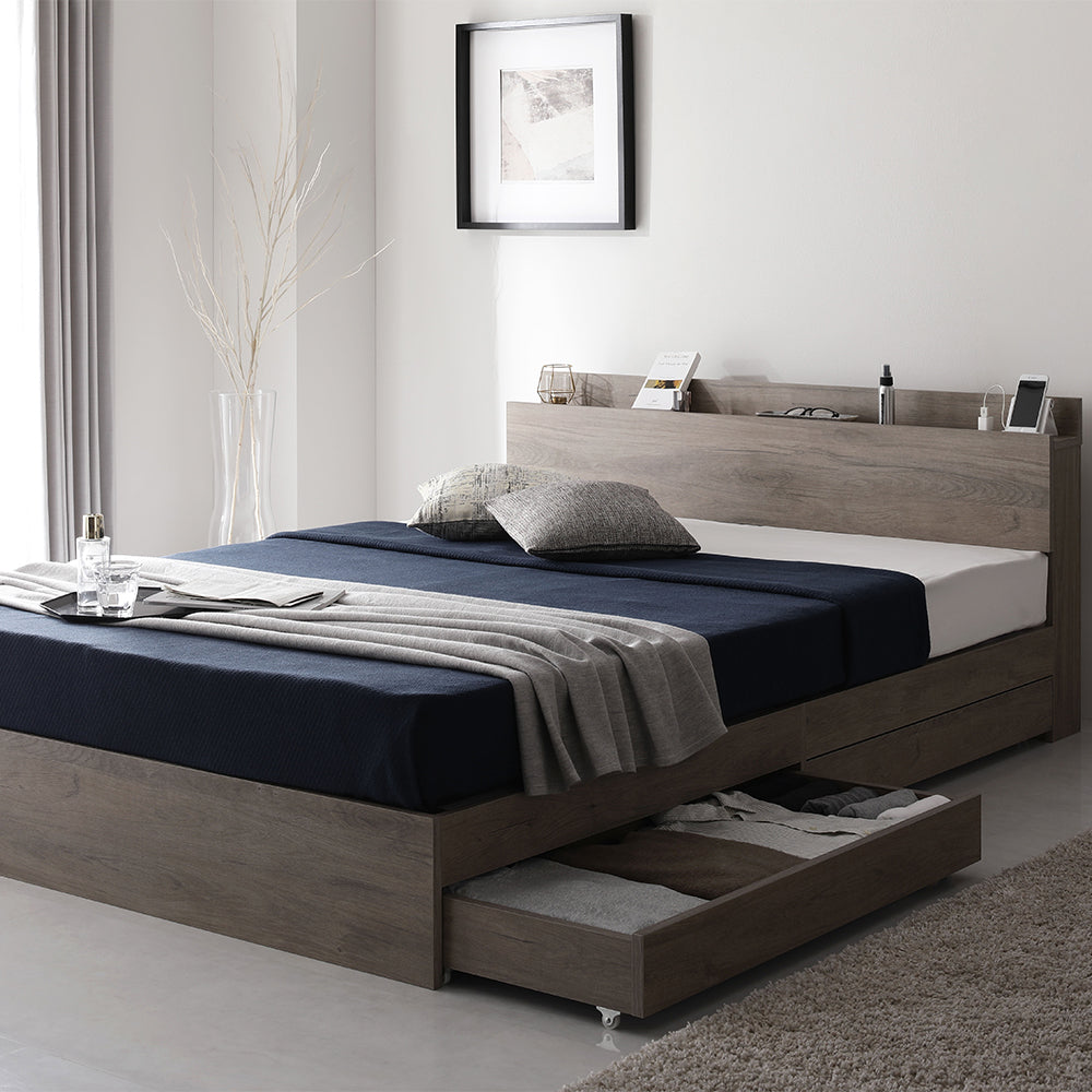 引き出し収納付きベッド 『Serest セレスト』 グレージュ