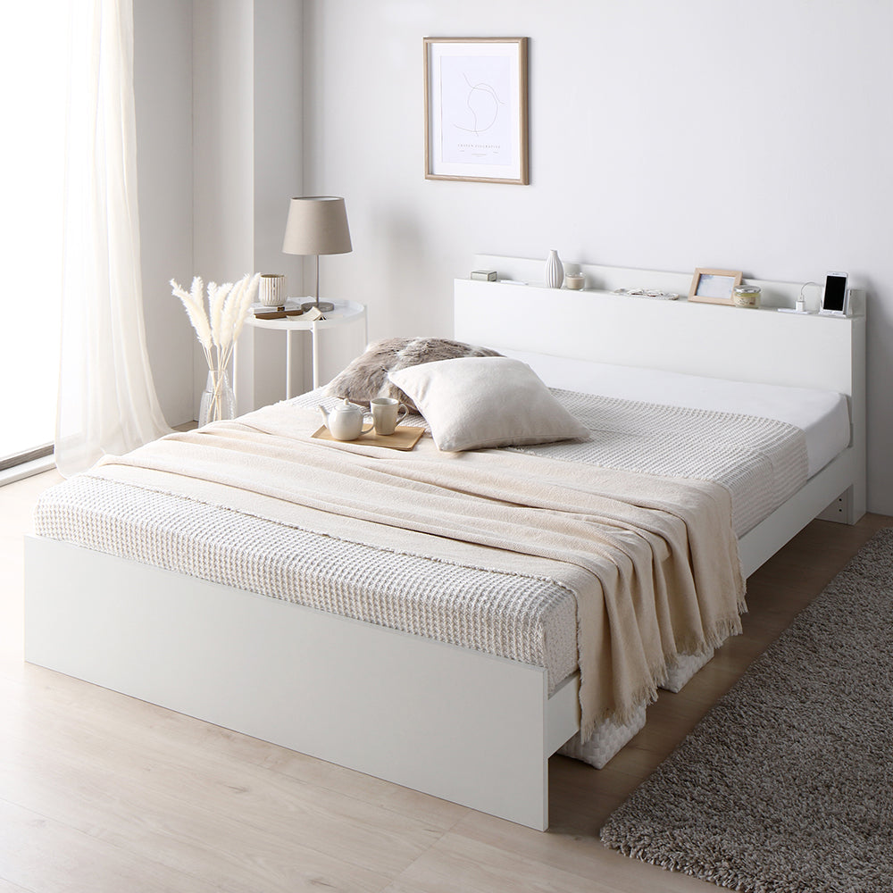 コンセント 棚付き 高さ調整すのこベッド 『Asteria アステリア』ホワイト